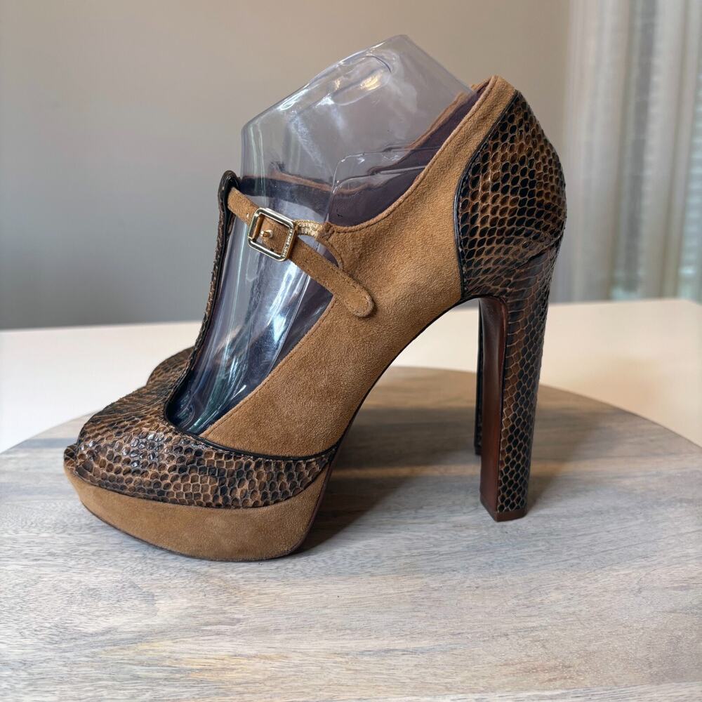Tory Burch Authentic Snakeskin Leather Suede Heels Pumps Shoes US Size 9 9M - Picture 2 of 11